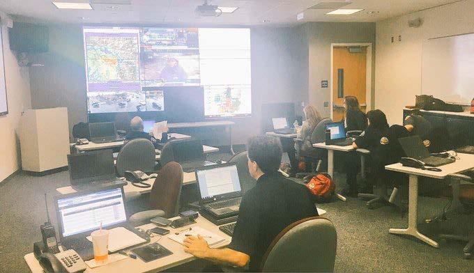 February 17 Captain, dispatcher Fire Captain Stephen Horner and Dispatcher Samantha Maria Soto assisted in the activation of the Santa Ana Emergency Operations Center to monitor storm impacts and