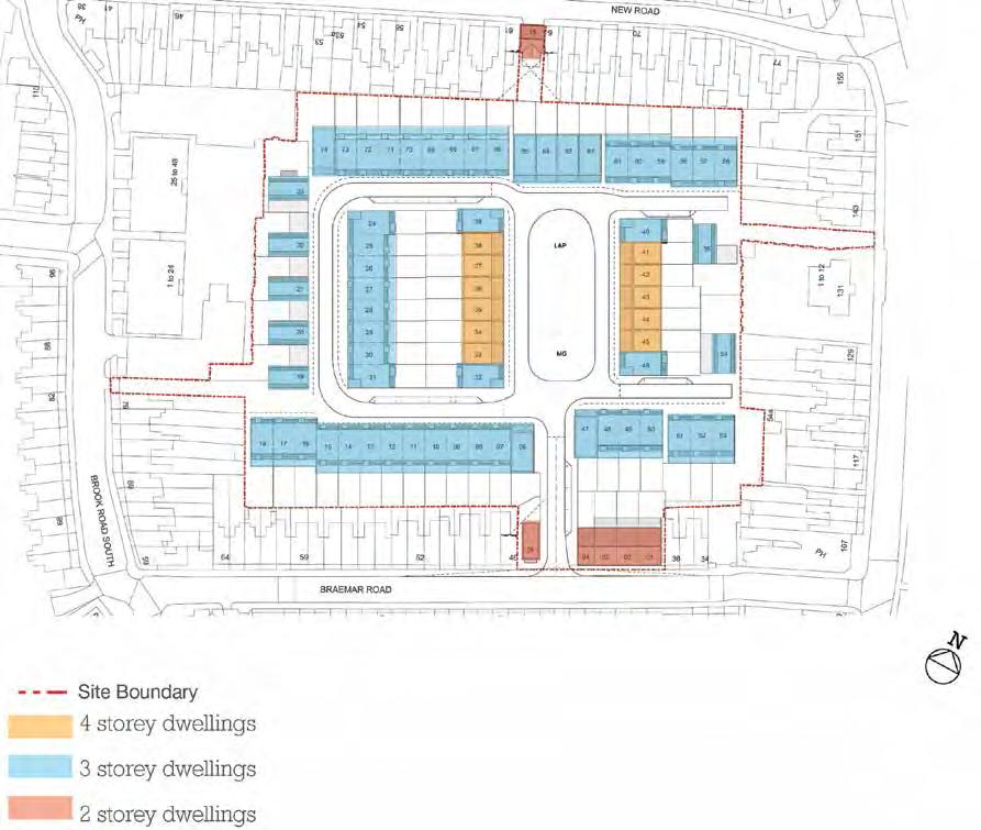 DEveloping THE DESIGN proposed site plan scale plan Number of bedrooms When designing the new homes, TateHindle considered how best