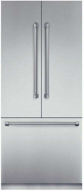 T36IT800NP 36-INCH FLUSH CUSTOM FRENCH DOOR BOTTOM FREEZER FREEDOM COLLECTION FEATURES & BENEFITS - Freedom Hinge enables true flush design - Full-height door true cabinet integration without exposed