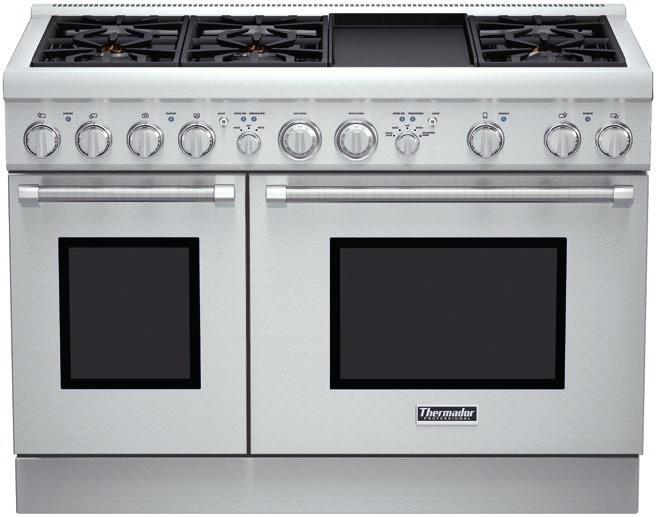 PRG486GDH 48-INCH GAS PRO HARMONY RANGE WITH GRIDDLE PROFESSIONAL SERIES, STANDARD-DEPTH, PORCELAIN COOKTOP SURFACE Also Available: PRL486GDH - LP FEATURES & BENEFITS - Exclusive, patented Star