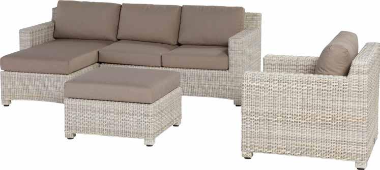 Elzas H:82 W:66 L:77 D:108 SH:44 AH:60 footstool/coffee table 70 x 70 cm with cushion