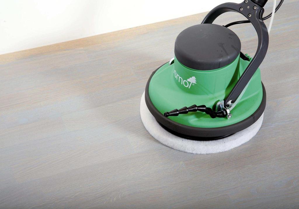 7. Staining with Wood Wax Finishes and Polyx Professional Color-Oil First apply Wood Wax Finishes or Color-Oils with Osmo Double Blade or Professional Scraper Disperse and polish with FloorXcenter