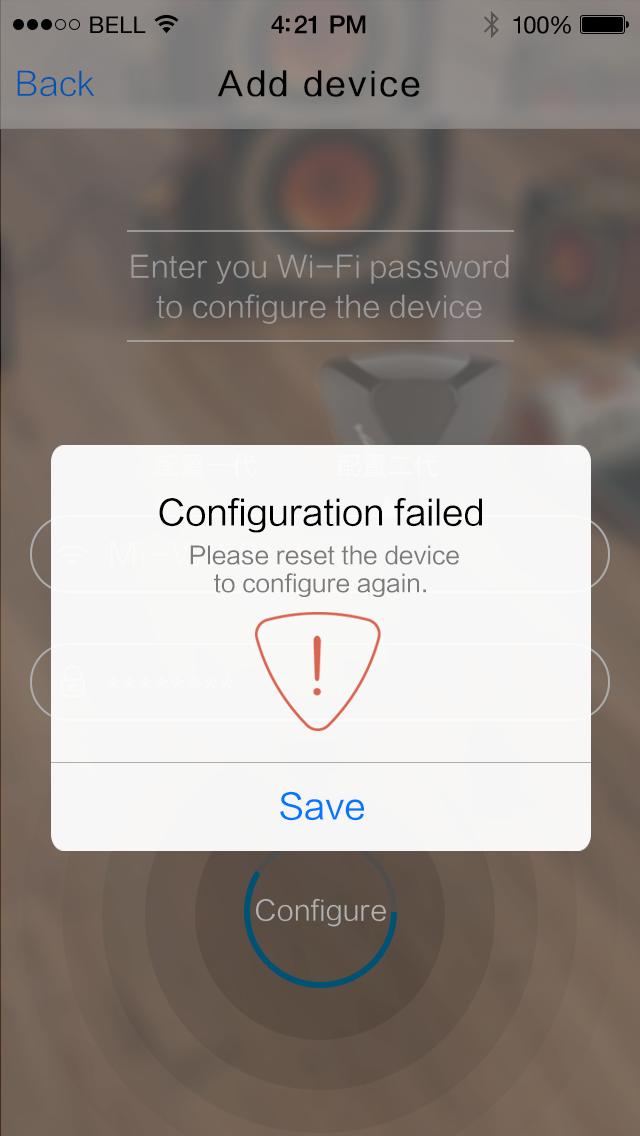 Search/Edit Device Configuration Failed Back IFTTT RM Back
