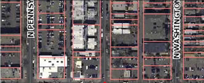 The block corners at 17th and Pearl were once covered by walkable commercial buildings that addressed each street, as shown in the 1933 Aerial Image in the left image
