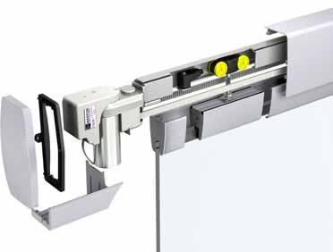 Motorised straight sliding system for glass door of 8,10 or 12 mm thickness. Designed to combine the aesthetic, the smoothness and comfort of sliding.