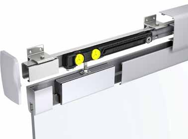 Straight sliding Systems for glass doors of 12 mm thickness, combining refined design with smooth rolling. mounting video Thanks to the clamp, there is no need to drill the glass in any way.