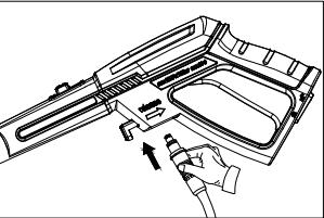 To release the hose from the spray gun, press the button on the underside of the gun toward the trigger guard. The hose will slide out from the connection (Fig. 7).