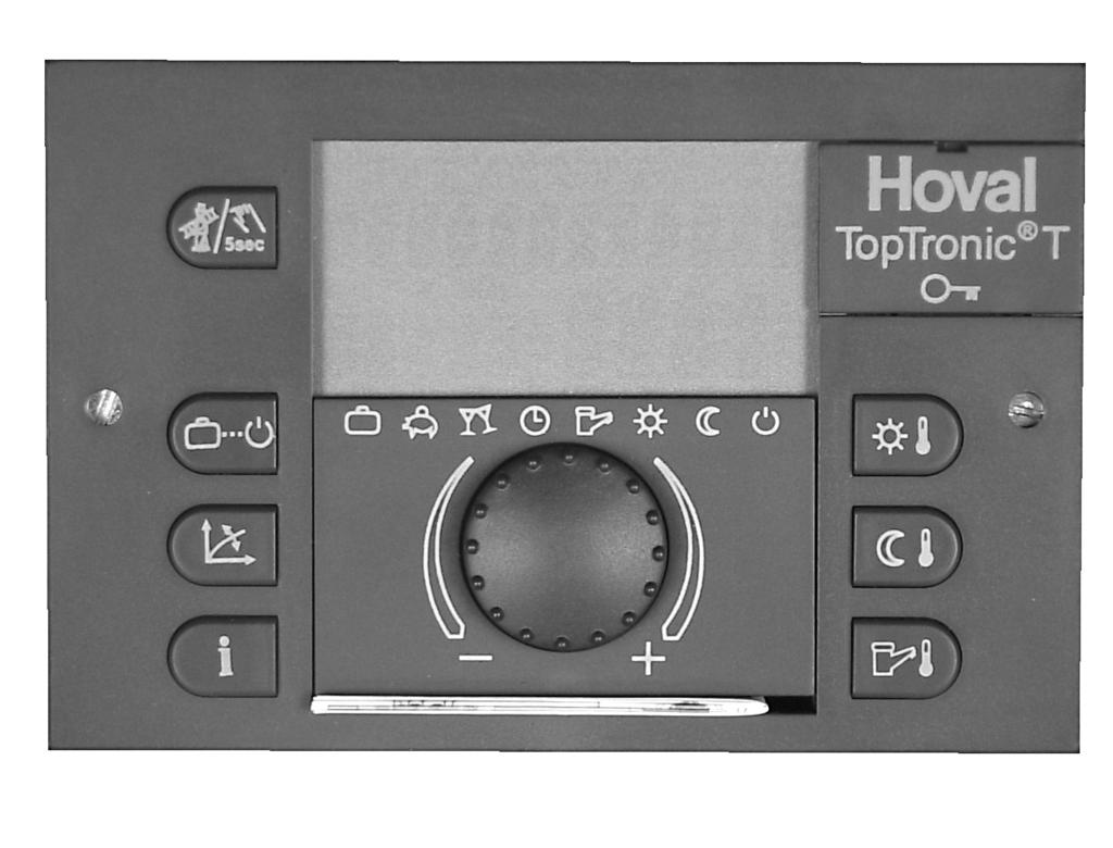ENG Operating instructions Heating controller TopTronic T Hoval Switzerland Hoval Herzog AG CH-8706 Feldmeilen General-Wille-Strasse 201 Telephone 044 / 925 61 11 Fax 044 / 923 11 39 Hoval Austria