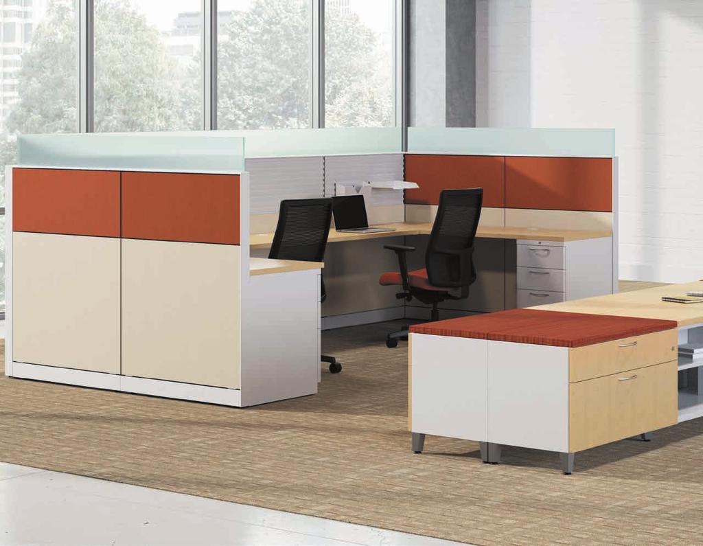 SPACES THAT PERFORM From reception areas and open environments to teaming spaces and private offices, Abound s mixed materials, tiles and finishes complement any existing décor and create a unified