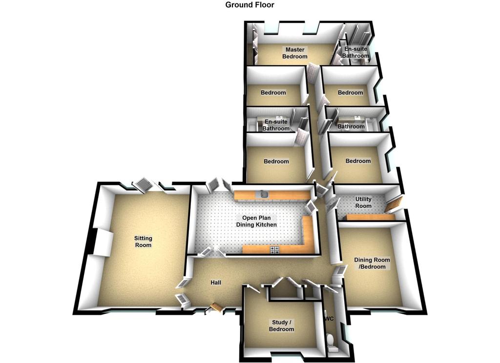 Important Note: The 3D Floor plans are NOT TO SCALE, and are intended for use as a guide to the layout of the property only. They should NOT be used for a any other purpose.