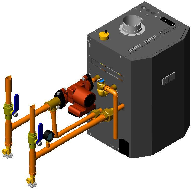 To ensure the minimum flow rate is attained, the boiler shall- be installed in a Primary/Secondary plumbing configuration utilizing Closely Spaced Tees to de-couple the Boiler-Primary loop from the
