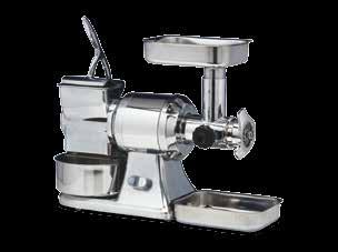 Meat mincer/graters ideal for mincing meats as well as grating bread, cheese and nuts. MMG12/22 Body in die-cast aluminium and stainless steel for added strength and reliability.
