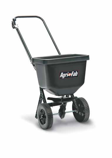 50 lb. / 23 kg. Push Spreader Model 45-0409 Coverage Compact size for smaller lawns. Durable Rust-proof poly hopper and spreader plate increases product life. Manoeuvrable Durable poly wheels.