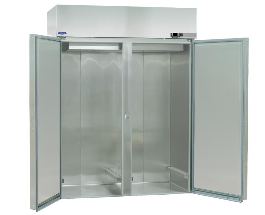 Stainless steel interior Stainless and galvanized steel exterior Pass-Thrus available in 1, 2 or 3 solid, glass or half doors Roll-Ins and