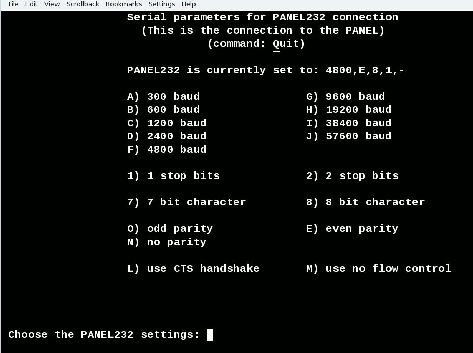 Setting up a MicroMux 5.4.3 PANEL232 PORT. Settings specific to the fire panel s RS232 communications port can be modified by typing the number 3, then Enter.