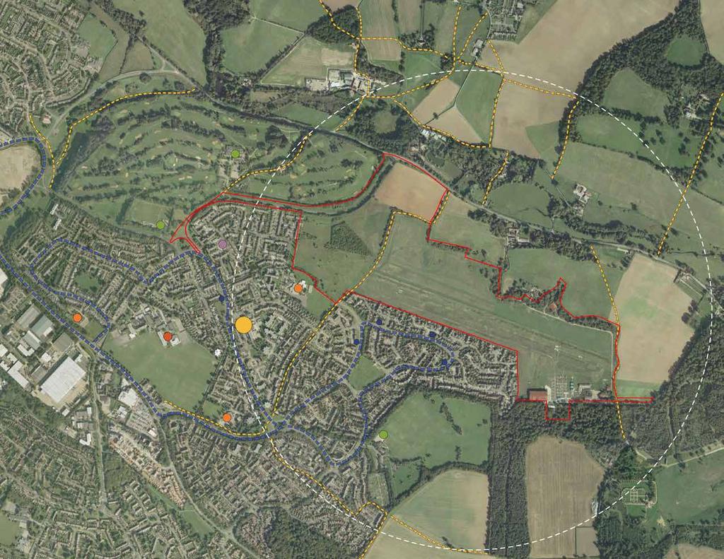 KEY Site boundary Herns Lane 1km Moors Walk neighbourhood centre (including Panshanger Community Centre, pub, newsagent, pharmacy, takeaway, Lidl supermarket and doctors surgery) Sports and