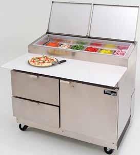 construction Pans are 6" deep for added storage capacity Convenient cutting and preparation area Convenient access to condiments and toppings for preparation of sandwiches, salads and pizzas Allows