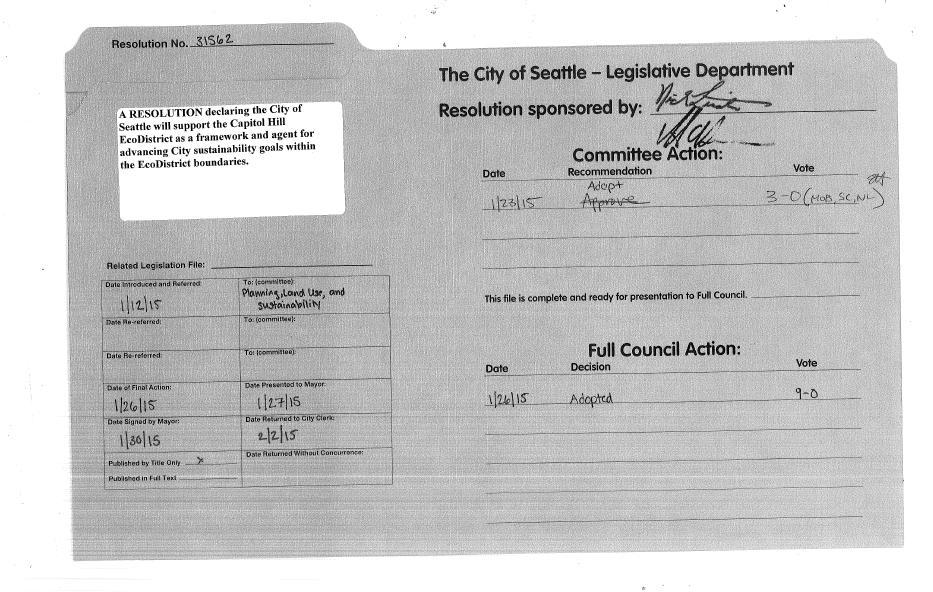 A Resolution declaring the City of Seattle will support the Capitol Hill