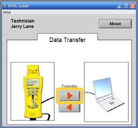 Transferring Tests from the HVAC Guide Analyzer to a PC 1. Press the Transfer arrow pointing to the right. 3.