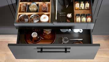 Shallow or internal drawers are ideal for cutlery, utensils and spices, whereas