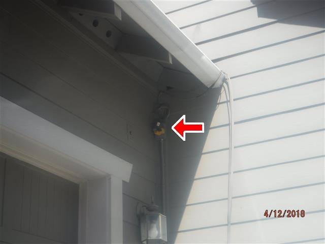 Q. FYI: We observed an exterior receptacle under the eaves of the front right corner of the garage that is not weather covered for permanent use.