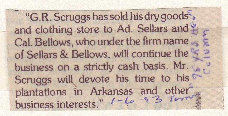 Figure 4. 75 Years Ago column in the Mooresville Times (Jan. 6, 1993) recounted the sale of the G.R.