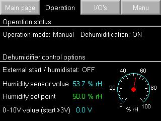 4.2 Operation Fig. 2: Operation display The operation page shows the operation status of the Condair DA desiccant dryer.