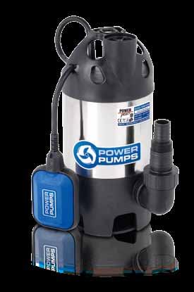 Submersible pumps DIRTY 400W Delivery rate Delivery height depth Water temperature For clean/dirty POW67833 400W 7500L/h 5m 5m dirty depth 5m Housing ( steel)