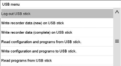14.6 Data import / export via USB medium When you insert a USB-stick, the USB menu opens.