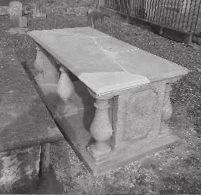 This tombstone was carefully pieced back together and a missing corner replaced by a skilled stone conservator. 1.