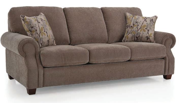 Collection with a charming casual design featuring set-back rolled armrests, tapered
