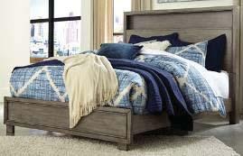 B552 Arnett (Signature Design) Casual contemporary group made with engineered wood veneers and solid wood frames in a smoky gray color finish Low profile bed design