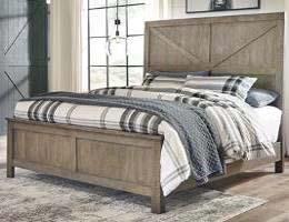 Queen Storage Bed (81/96) No box spring B617 Aldwin (Ashley HS Exclusive) Mane & Mason group made with distressed pine solids and veneers in a rustic weathered grayish