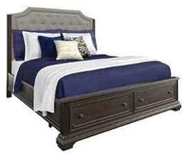 B737 Mikalene (Ashley Millennium HS Exclusive) Traditional bedroom made with elm veneers and poplar solids in a weathered tobacco gray brown color with silvery metallic undertones Case pieces feature