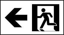 doorway, arrows, and lettering in green or red Example The identification Progress and location of down a route to an emergency exit The identification