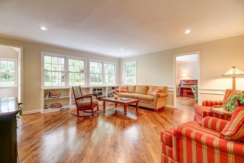 64 Mine Brook Road Family Room: 22 X 16: The double height Family Room is