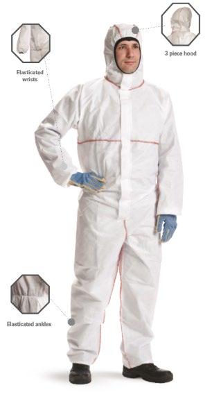 This suit also comes with elasticated face, wrists, waist and ankles. This product is an ideal choice for applications that are less demanding in terms of barrier and durability.