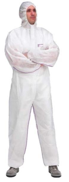 - Versatile protective garment for non-hazardous substances. This suit is a hooded coverall with elasticated face, wrists, waist and ankles.
