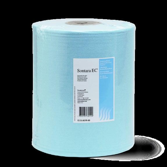 SONTARA EC IN ROLLS Product code: 2030 Product name: SONTARA EC IN ROLLS D 1365 0828 Colour / Material: Turquoise / Creped K947S Grams/m2 (gsm): 77 Sheet size: 300mm x 380mm Packaging: 400 wipes /
