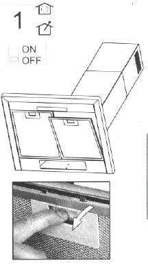 2) Position the hood against the wall and mark the position of the support holes that are to be drilled as shown in the figure below. These support holes can be found on Fig.