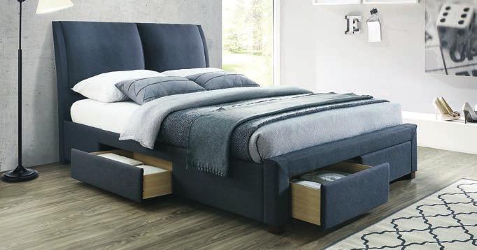 upholstered bed in velvet fabric.