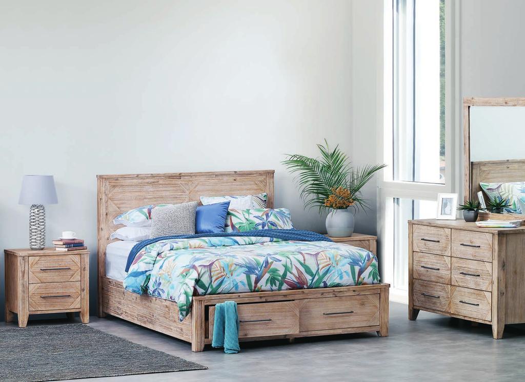 your new bedroom hideaway is here interest free - available - check instore for availability Santa Fe Bedroom Range Brushed Acacia timber with parquetry details. Quality modern design.