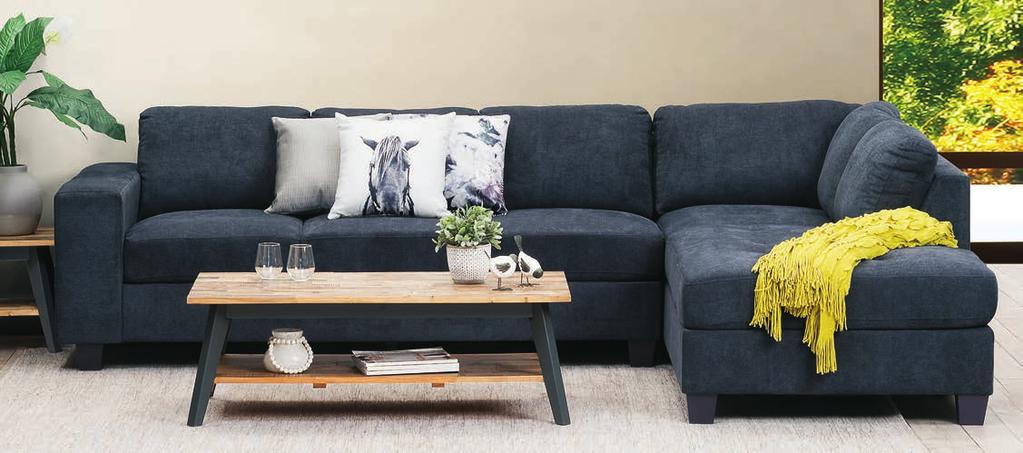 Twin Action denim dark grey $1399 Ellen 4 Seater Sofa Chaise Comprising of a 3 seater and corner