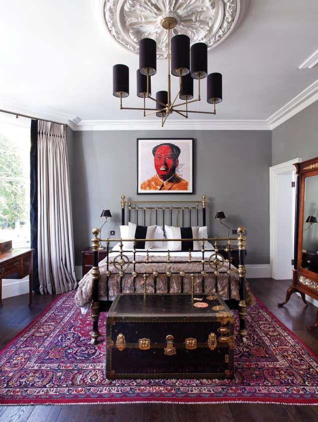 Michel cocktail table; The master bedroom is an eclectic mix of pieces