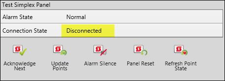 Connection problems The panel s connection status can be viewed on the Devices tab in the Control Centre: When you select a Simplex panel in the Instances list, its current individually reported