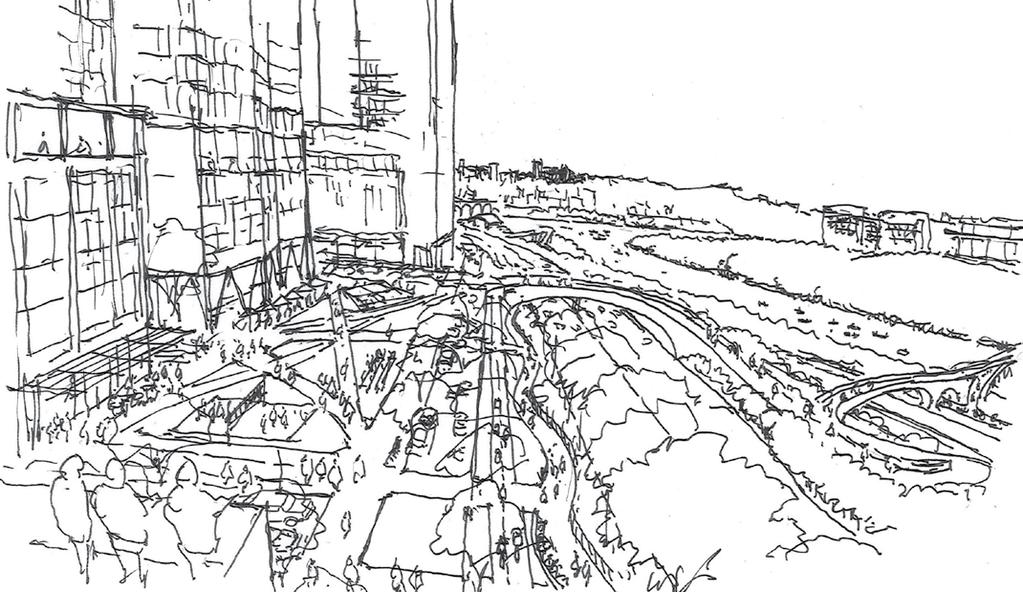 A view of the Esplanade, potential Rosslyn Plaza park and river connections Upper level view points for building occupants to survey the National Mall Performances, sports, festivals and other