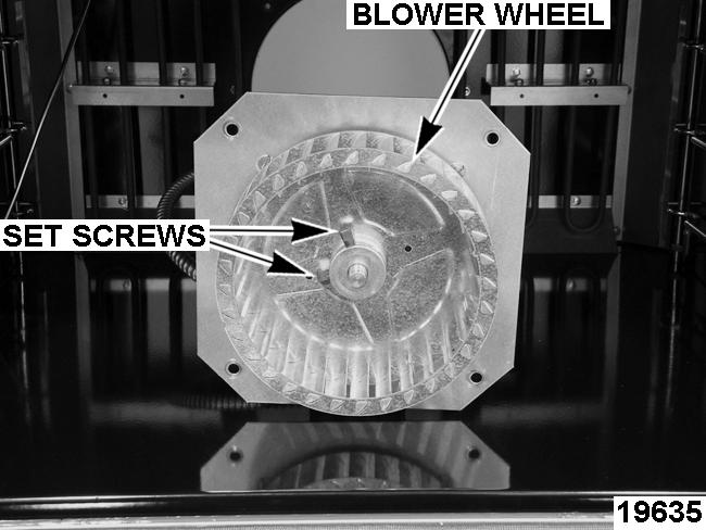 NOTE: A wheel puller may be necessary to remove blower wheel from motor shaft. 7. Reverse procedure to install. 8.