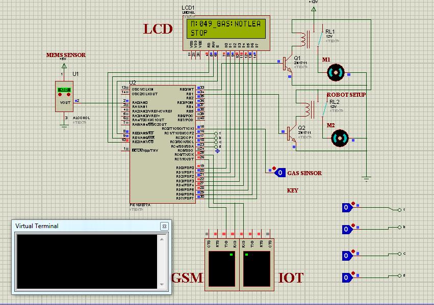 3.2 CIRCUIT DIAGRAM 4. SIMUATION 4.1 SIMULATION RESULTS FIG: 3 location tracker FIG :2 Circuit diagram of proposed system. 3.3EXPLANATION:- Initially, MEMS sensor senses the vibration developed in car.