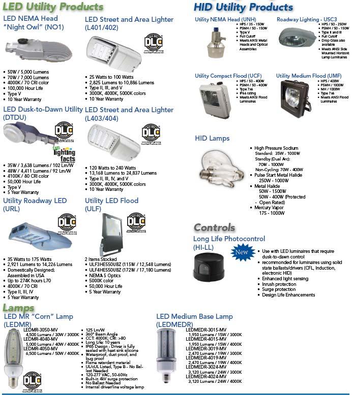 Howard Lighting offers the following utility lighting products: LED NEMA/Security LED Roadway LED Floods