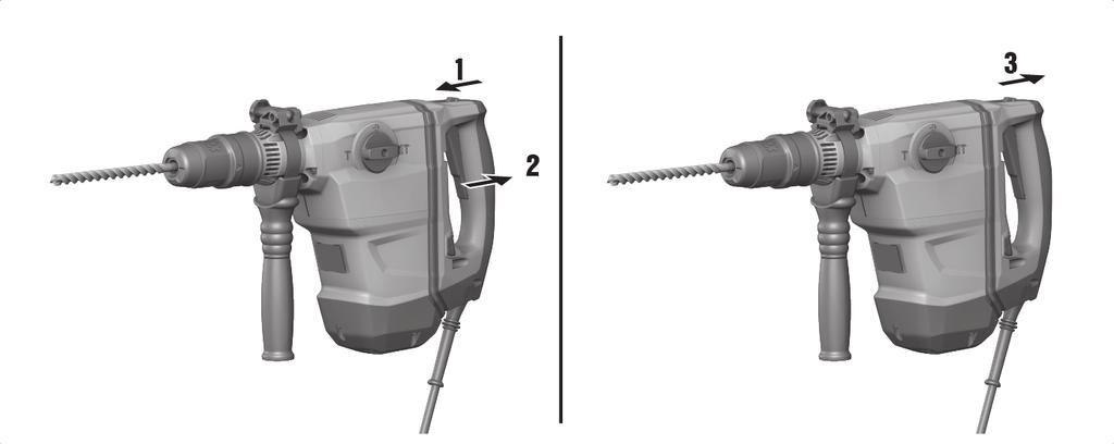 5.3.1 Chiseling Set the function selector switch to this symbol:. 5.3.2 Switch sustained operation on and off Note When chiseling, the control switch can be locked in the on position. 1.